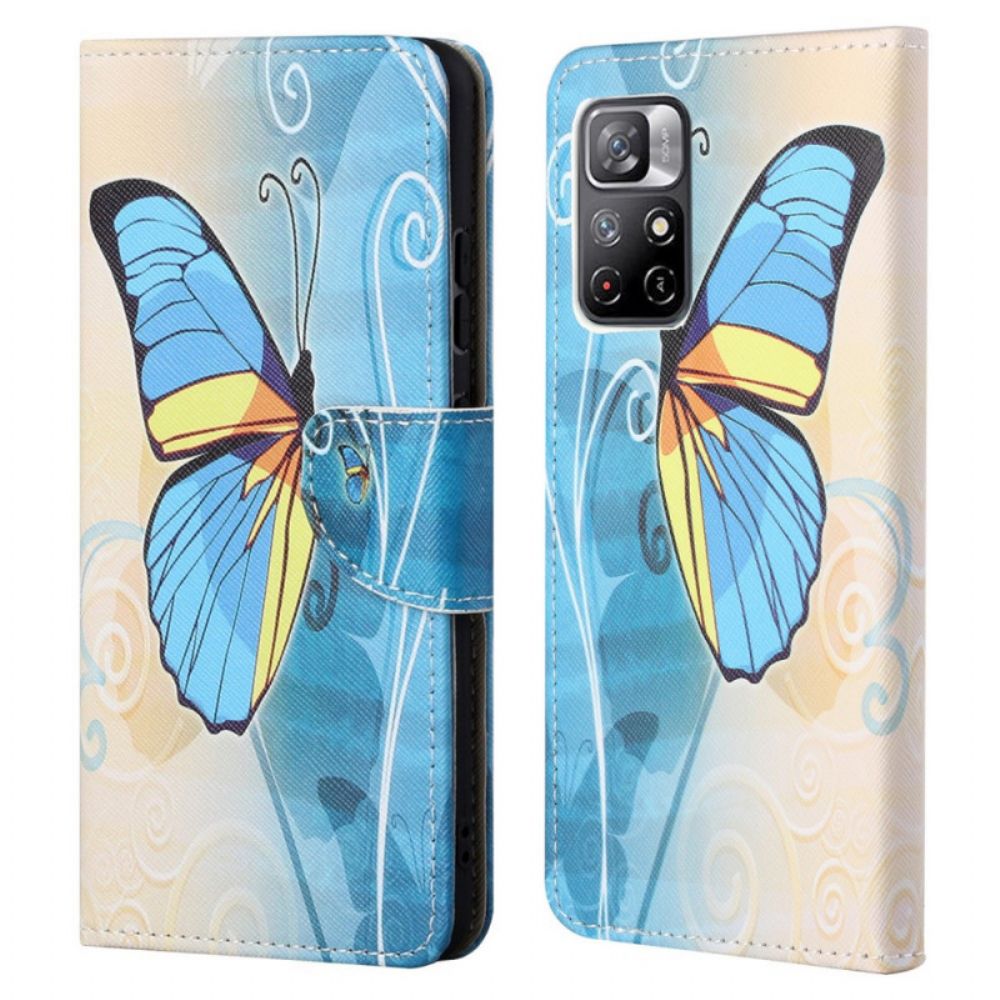 Flip Case Für Poco M4 Pro 5G Schmetterlings-design