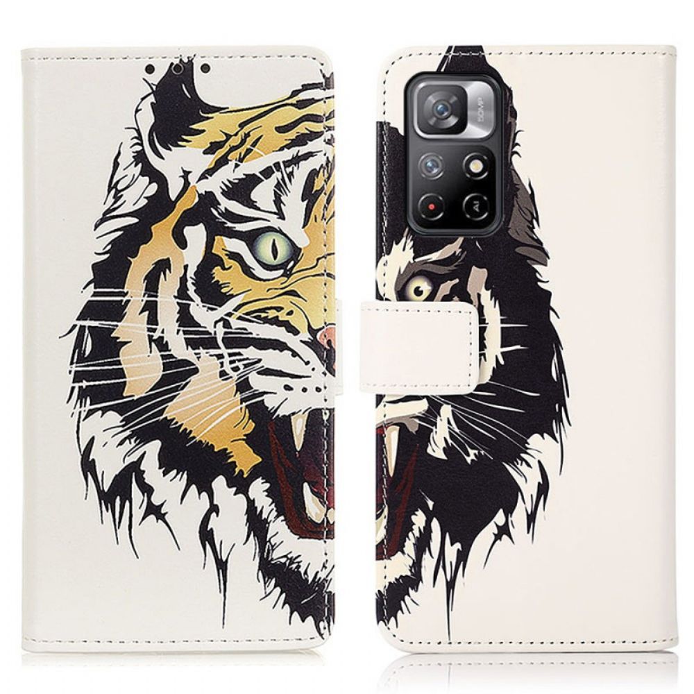 Flip Case Für Poco M4 Pro 5G Wilder Tiger