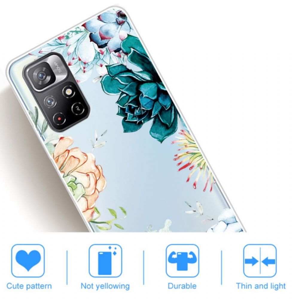 Handyhülle Für Poco M4 Pro 5G Aquarell Blumen