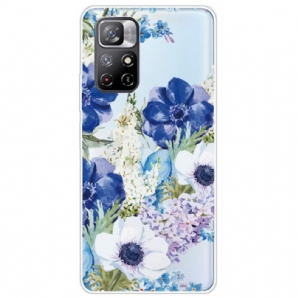 Hülle Für Poco M4 Pro 5G Aquarell Blaue Blumen