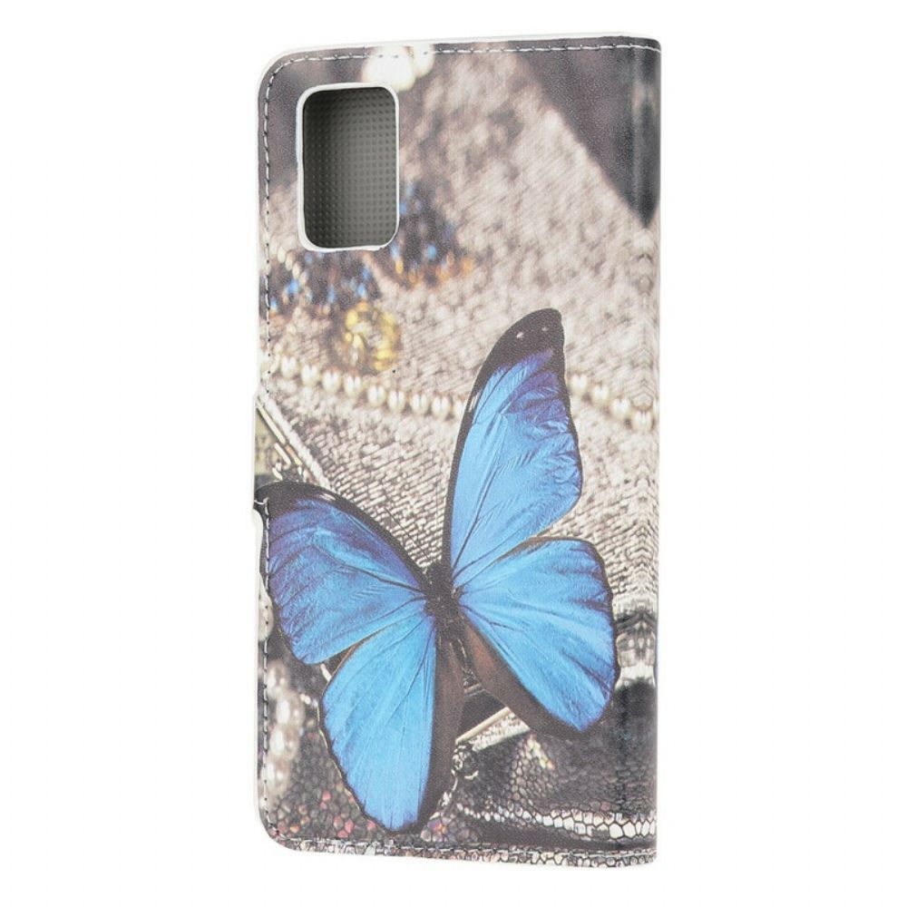 Flip Case Für Samsung Galaxy A52 4G / A52 5G / A52s 5G Blauer Schmetterling