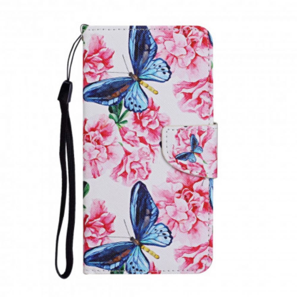 Flip Case Für Samsung Galaxy A52 4G / A52 5G / A52s 5G Blumenschmetterlingsband