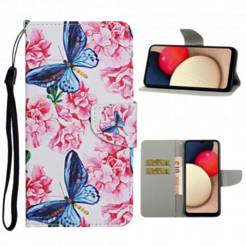 Flip Case Für Samsung Galaxy A52 4G / A52 5G / A52s 5G Blumenschmetterlingsband