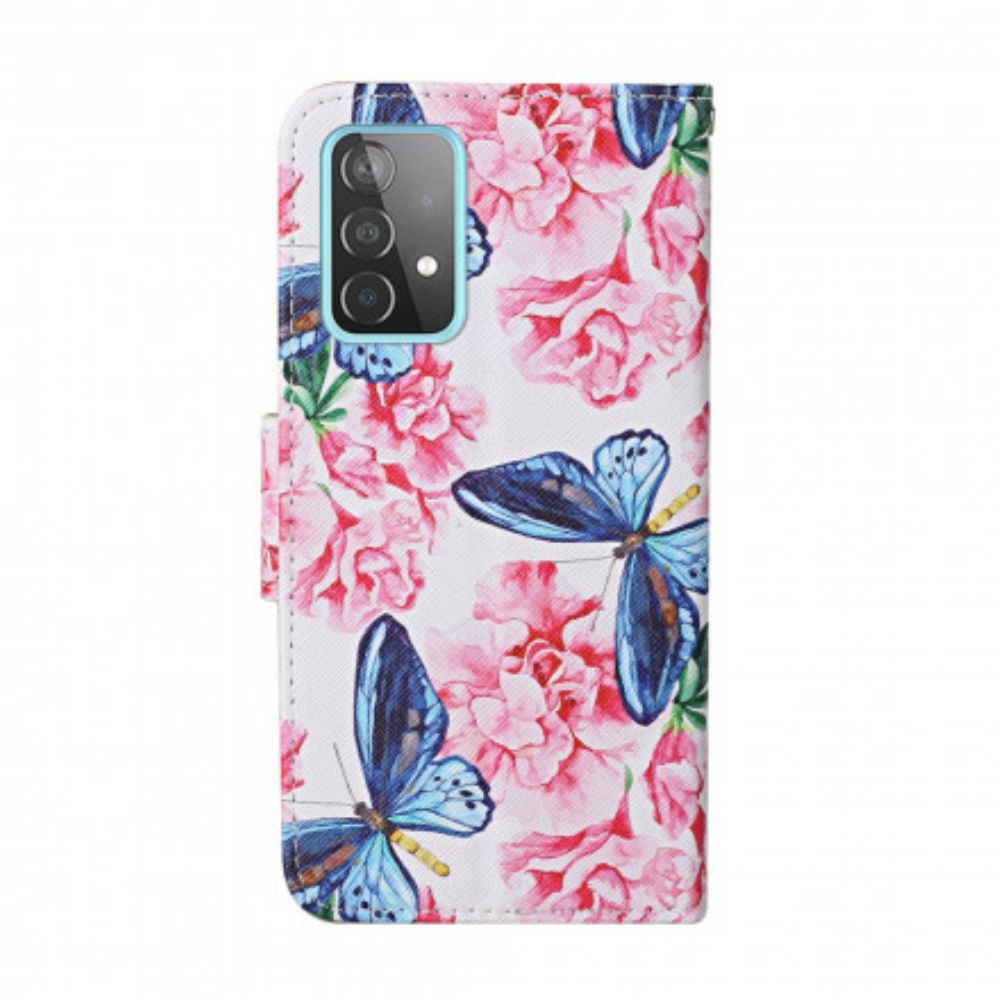 Flip Case Für Samsung Galaxy A52 4G / A52 5G / A52s 5G Blumenschmetterlingsband