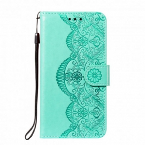 Flip Case Für Samsung Galaxy A52 4G / A52 5G / A52s 5G Blumenstickdruck