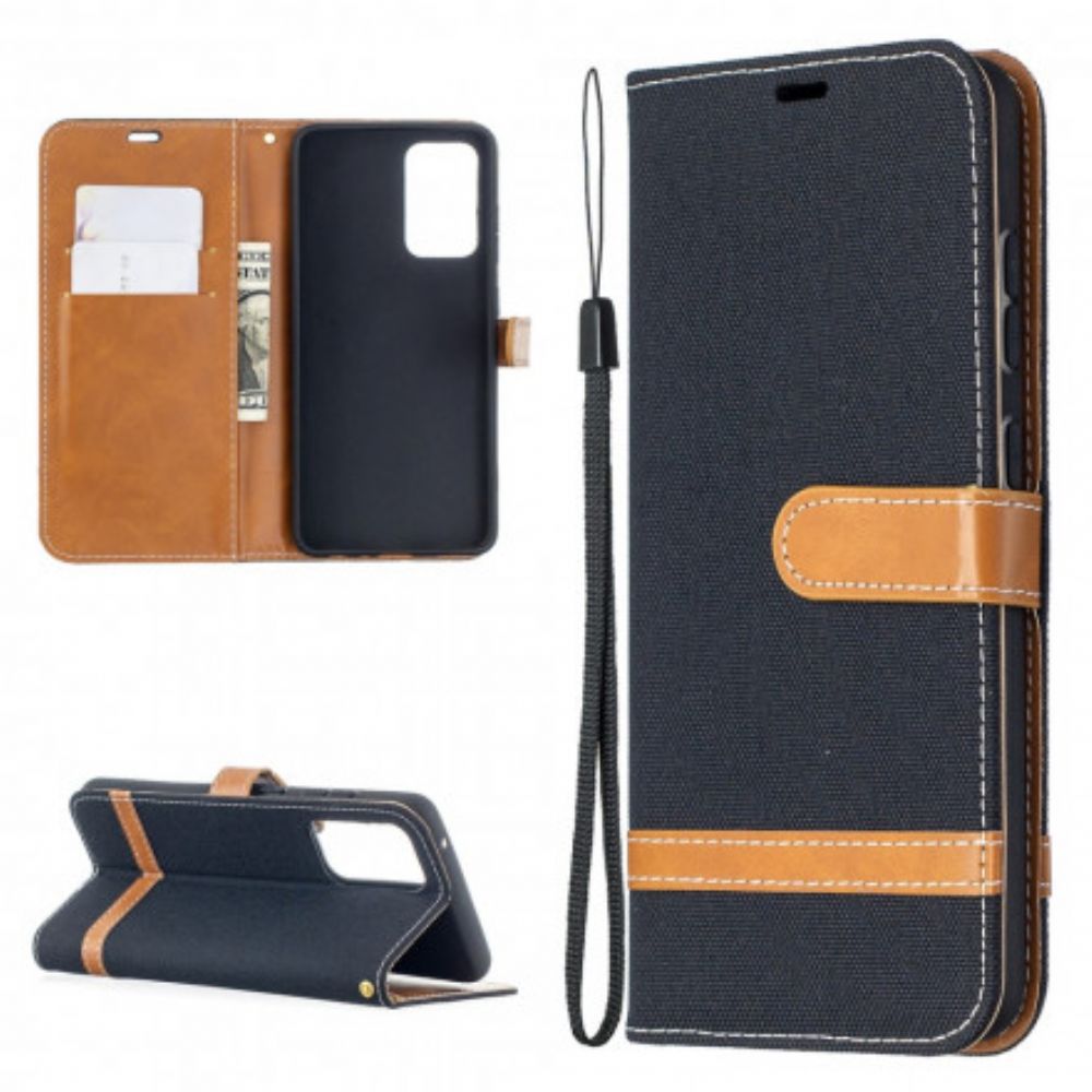 Flip Case Für Samsung Galaxy A52 4G / A52 5G / A52s 5G Mit Kordel Armband In Stoff- Und Lederoptik