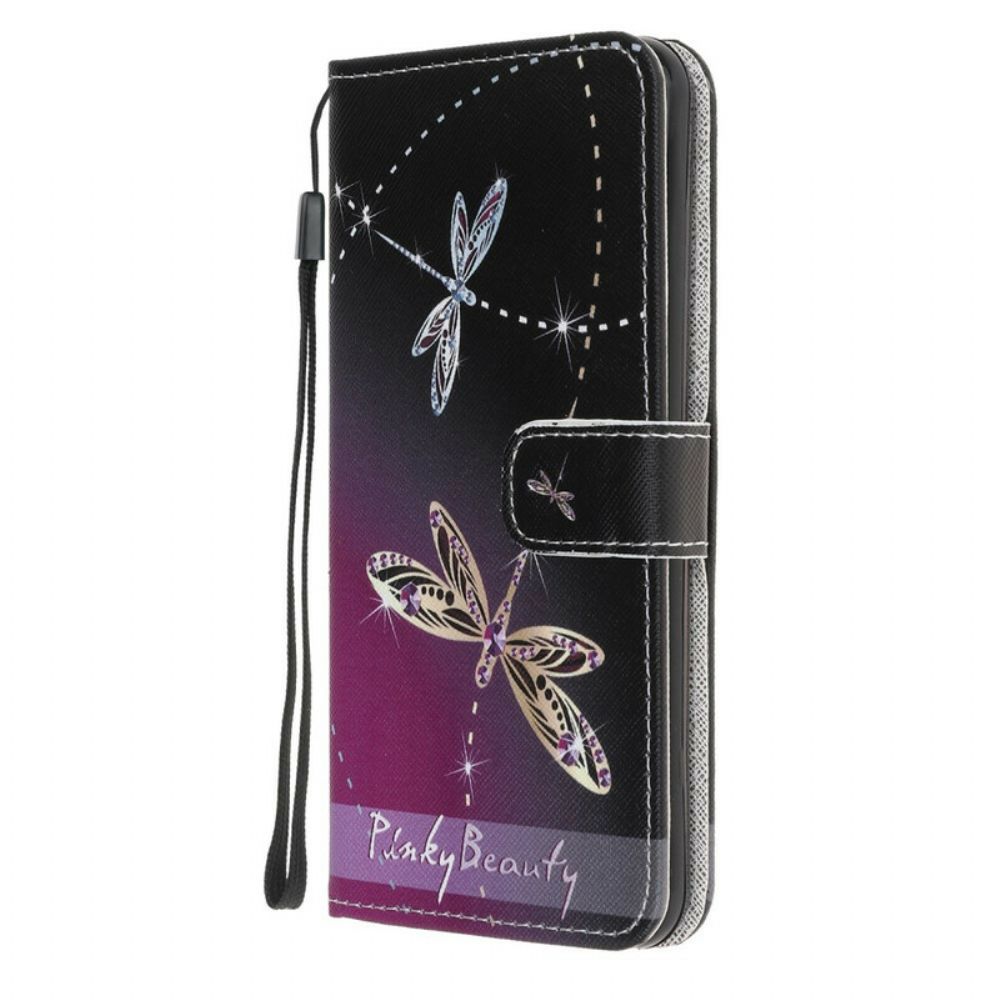 Flip Case Für Samsung Galaxy A52 4G / A52 5G / A52s 5G Mit Kordel String Libellen