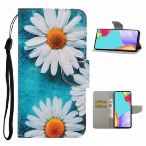 Flip Case Für Samsung Galaxy A52 4G / A52 5G / A52s 5G Mit Kordel Tanga-gänseblümchen