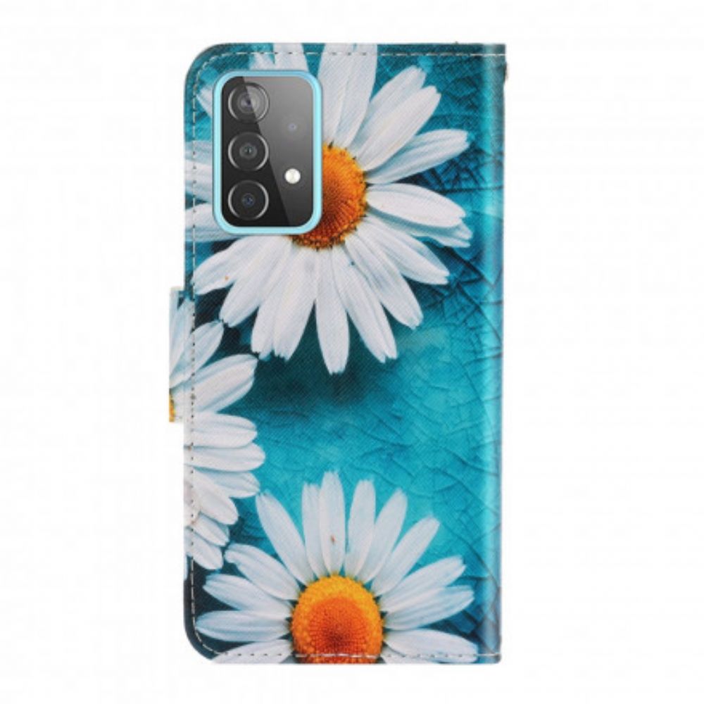 Flip Case Für Samsung Galaxy A52 4G / A52 5G / A52s 5G Mit Kordel Tanga-gänseblümchen