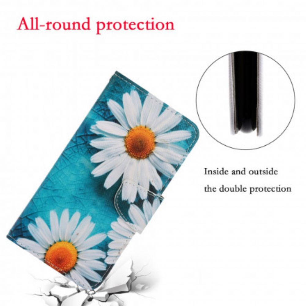 Flip Case Für Samsung Galaxy A52 4G / A52 5G / A52s 5G Mit Kordel Tanga-gänseblümchen