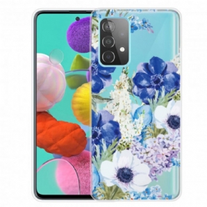 Hülle Für Samsung Galaxy A52 4G / A52 5G / A52s 5G Aquarell Blaue Blumen Nahtlos