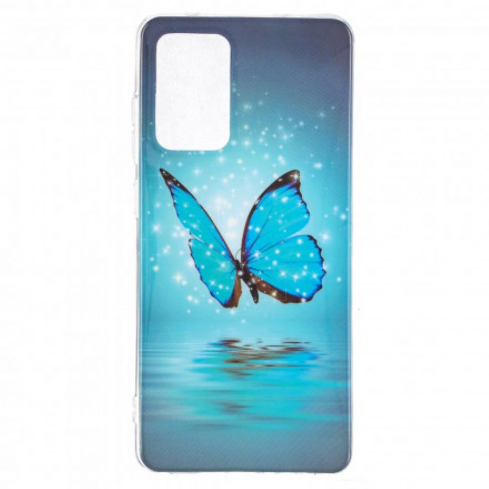 Hülle Für Samsung Galaxy A52 4G / A52 5G / A52s 5G Fluoreszierender Blauer Schmetterling