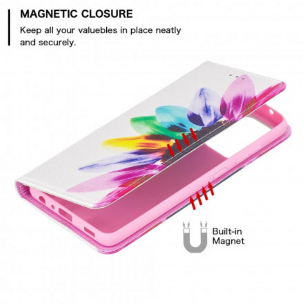 Schutzhülle Für Samsung Galaxy A52 4G / A52 5G / A52s 5G Flip Case Aquarell Blume