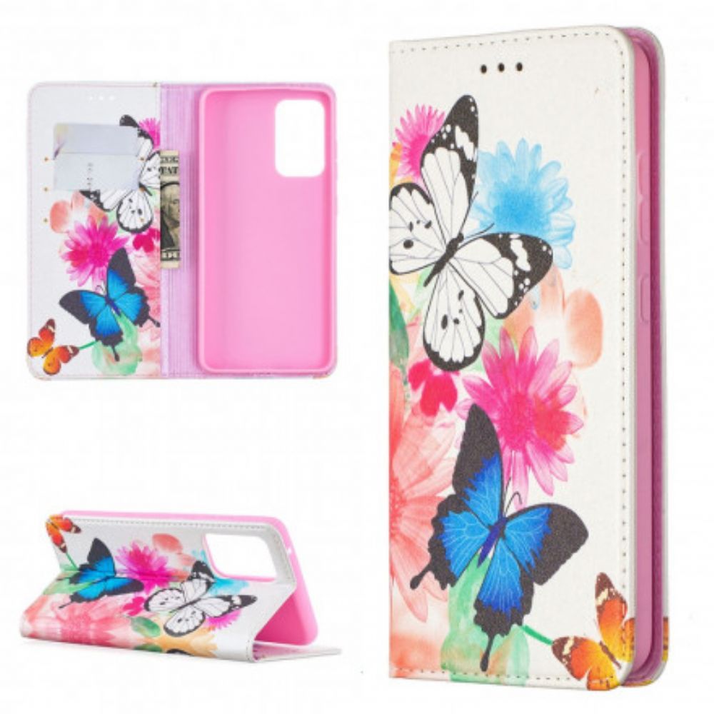 Schutzhülle Für Samsung Galaxy A52 4G / A52 5G / A52s 5G Flip Case Bunte Schmetterlinge