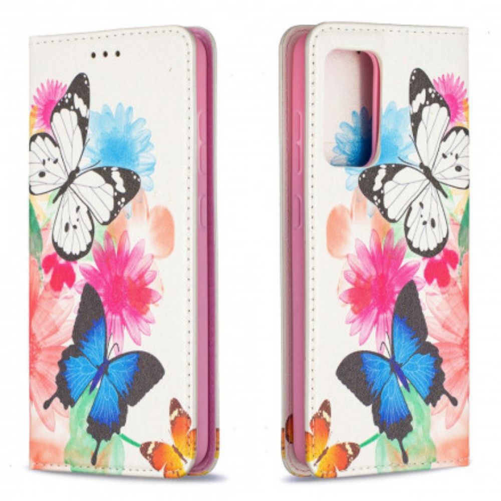 Schutzhülle Für Samsung Galaxy A52 4G / A52 5G / A52s 5G Flip Case Bunte Schmetterlinge