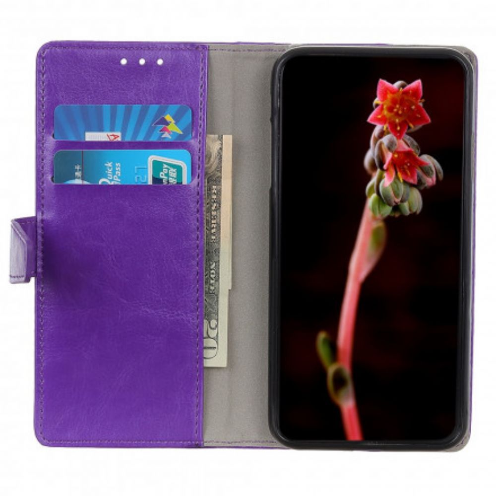 Flip Case Für Xiaomi Redmi 10 Einfacher Glänzender Ledereffekt