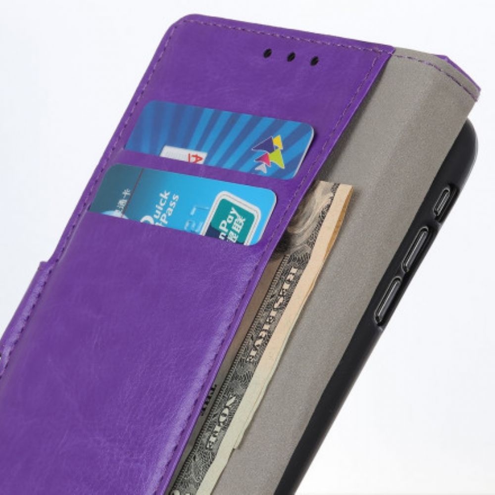 Flip Case Für Xiaomi Redmi 10 Einfacher Glänzender Ledereffekt