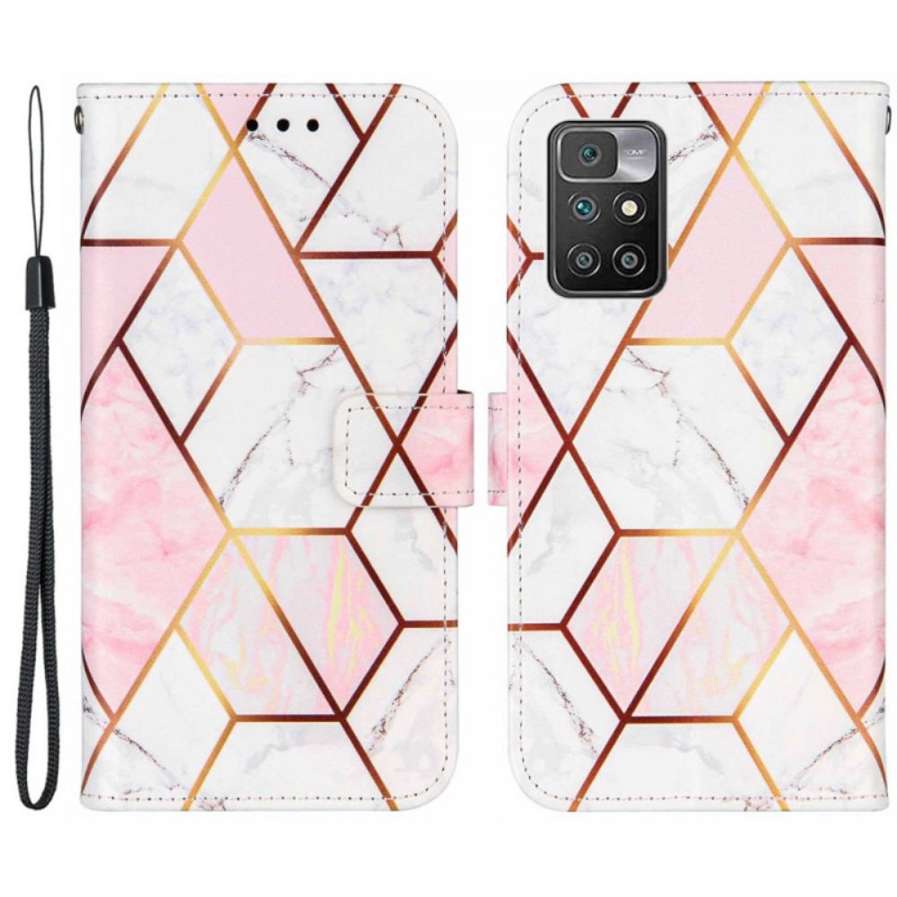 Flip Case Für Xiaomi Redmi 10 Geometrischer Marmor