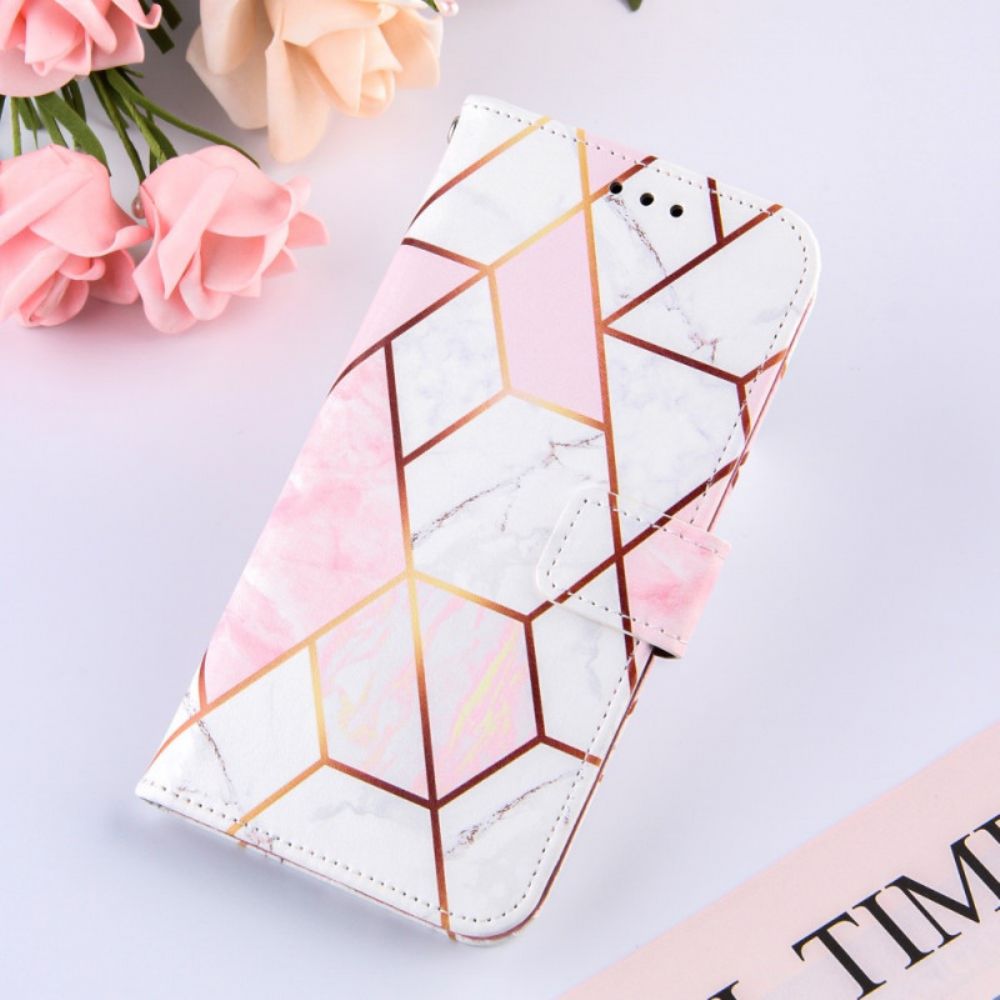 Flip Case Für Xiaomi Redmi 10 Geometrischer Marmor