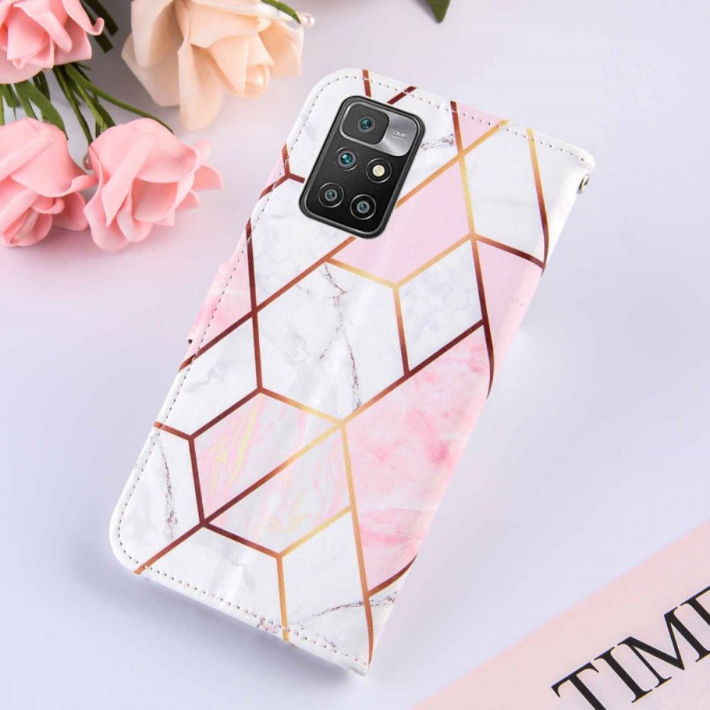 Flip Case Für Xiaomi Redmi 10 Geometrischer Marmor