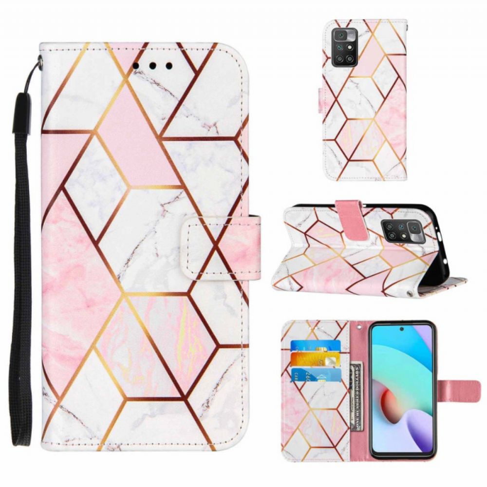 Flip Case Für Xiaomi Redmi 10 Geometrischer Marmor