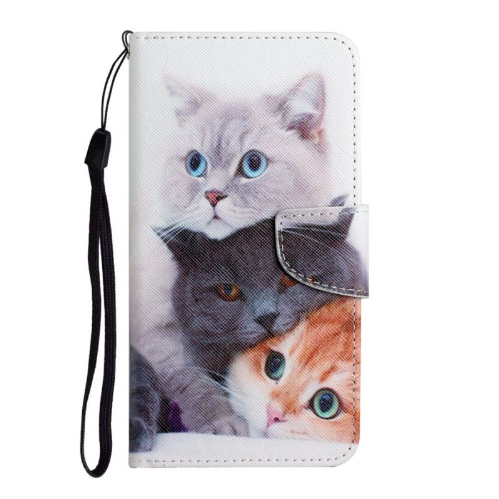 Flip Case Für Xiaomi Redmi 10 Haufen Lanyard-katzen