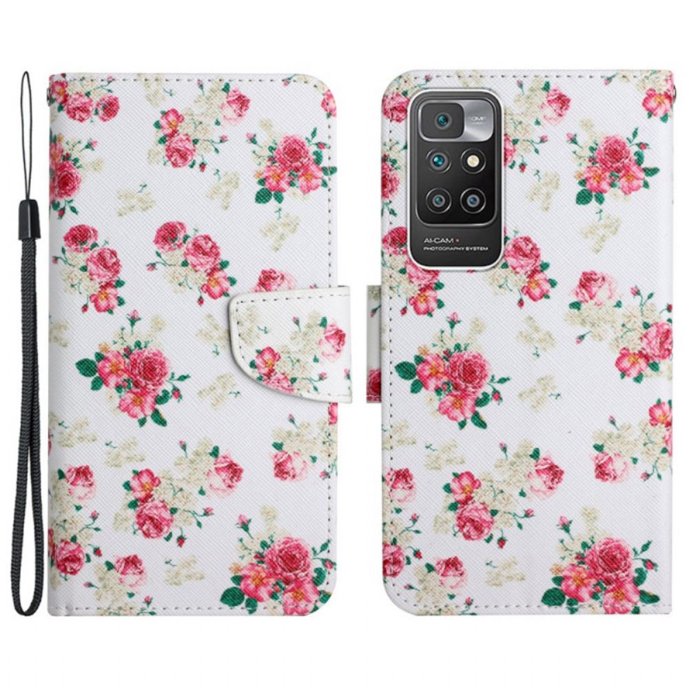 Flip Case Für Xiaomi Redmi 10 Königliche Freiheitsblumen