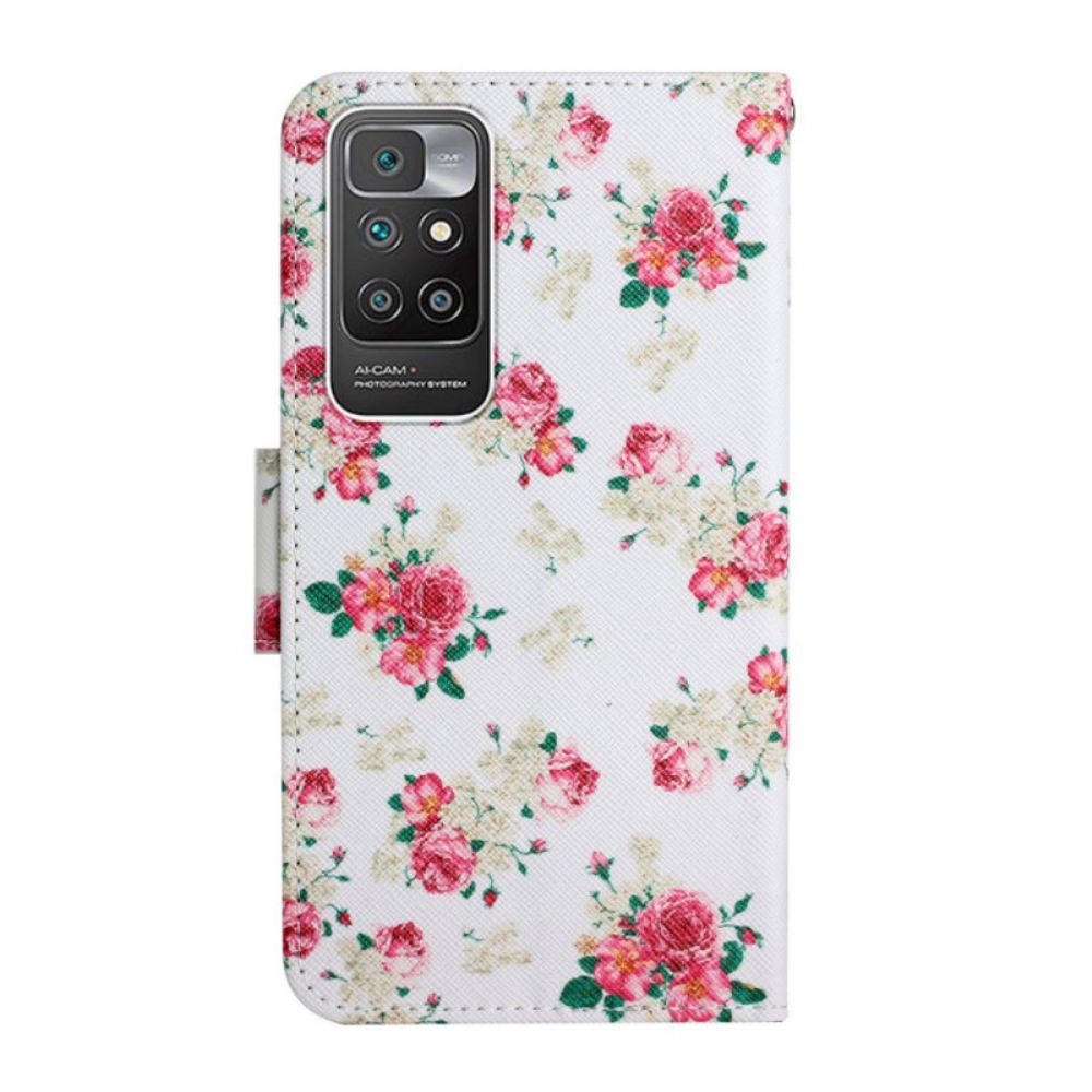 Flip Case Für Xiaomi Redmi 10 Königliche Freiheitsblumen