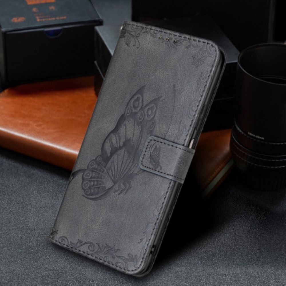 Flip Case Für Xiaomi Redmi 10 Mit Kordel Barockriemen Schmetterling