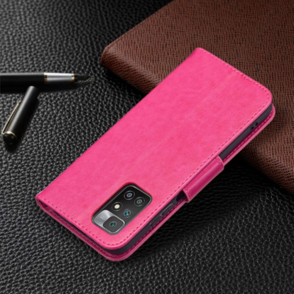 Flip Case Für Xiaomi Redmi 10 Mit Kordel Schmetterlinge Bedruckter Riemen