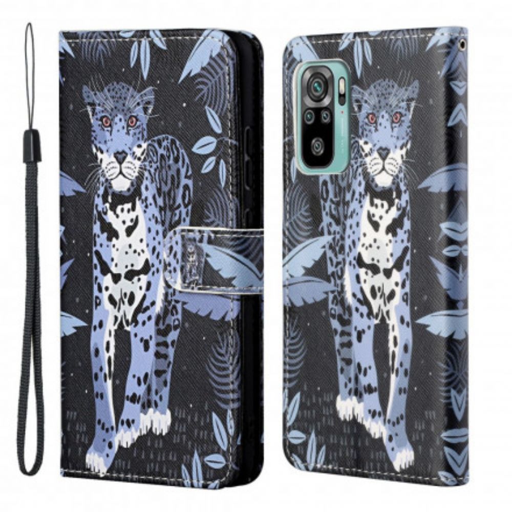 Flip Case Für Xiaomi Redmi 10 Mit Kordel Tanga Leopard