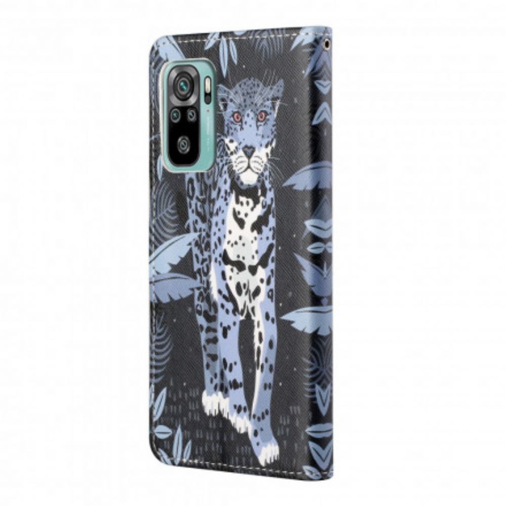 Flip Case Für Xiaomi Redmi 10 Mit Kordel Tanga Leopard