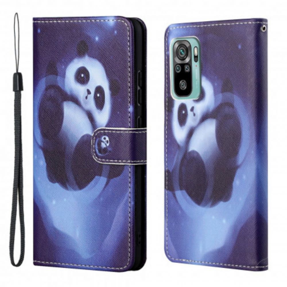 Flip Case Für Xiaomi Redmi 10 Mit Kordel Tanga Space Panda