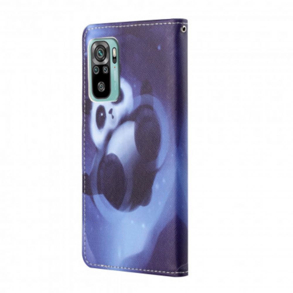 Flip Case Für Xiaomi Redmi 10 Mit Kordel Tanga Space Panda