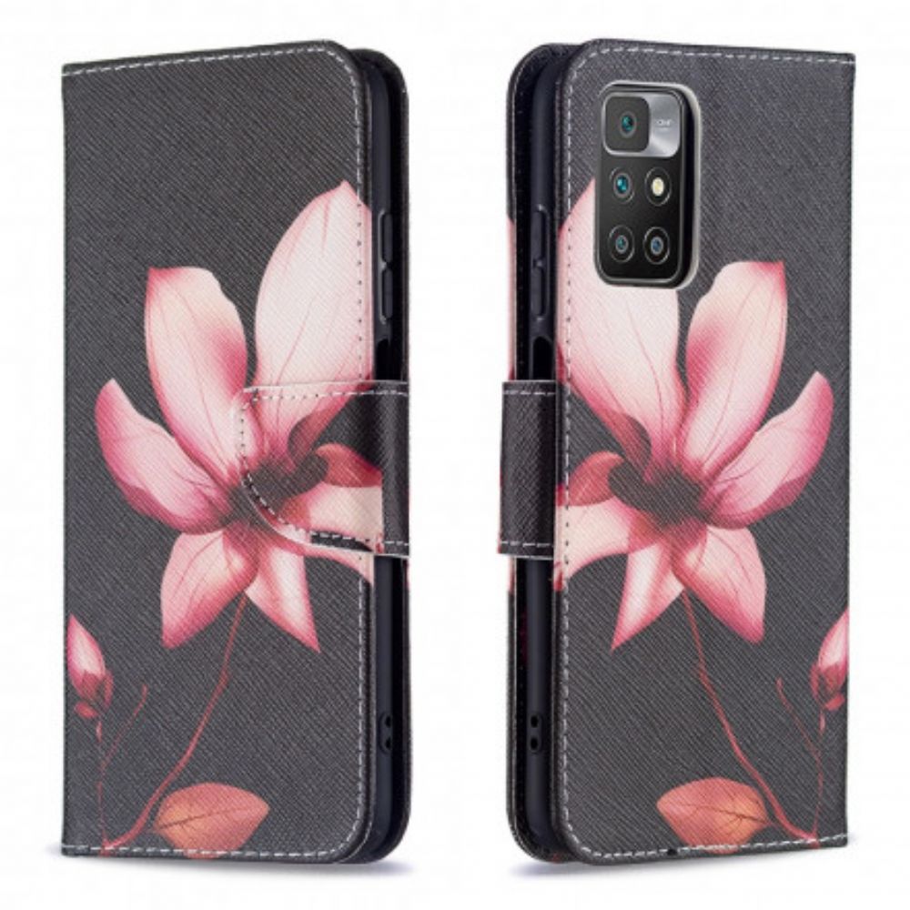 Flip Case Für Xiaomi Redmi 10 Rosa Blume