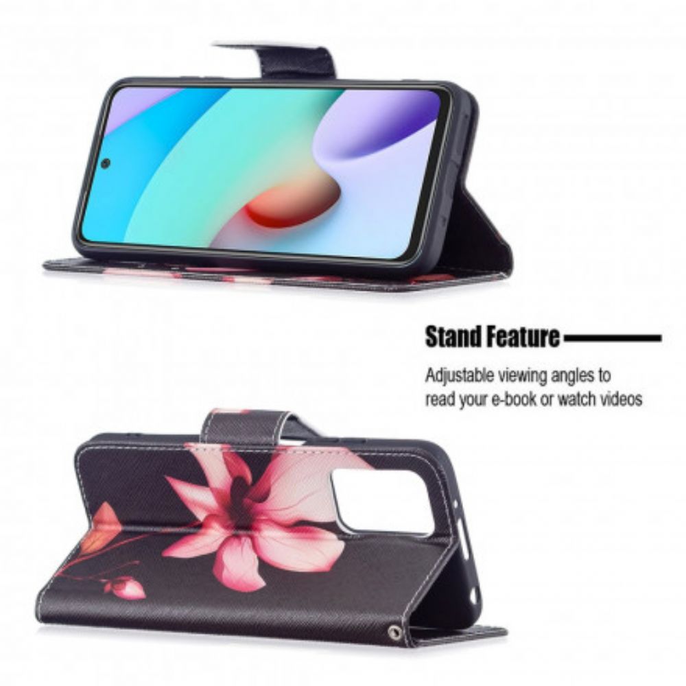 Flip Case Für Xiaomi Redmi 10 Rosa Blume