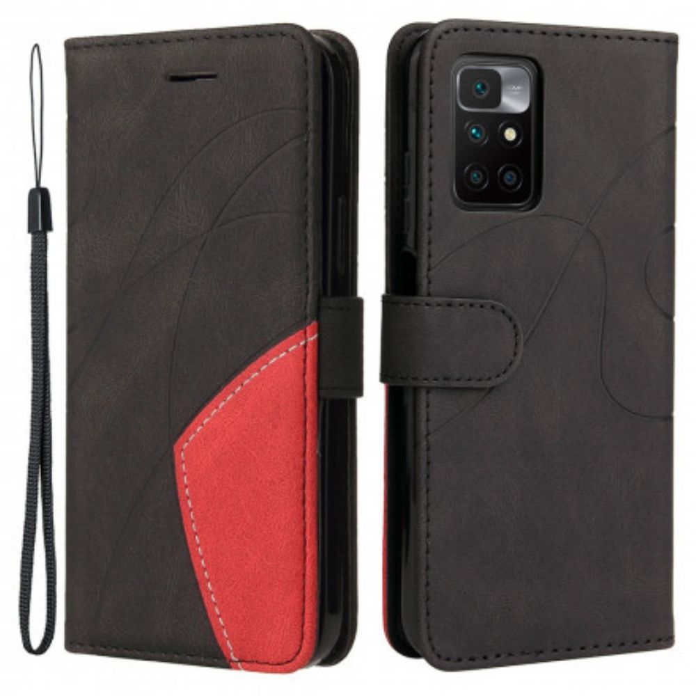 Flip Case Für Xiaomi Redmi 10 Signatur Zweifarbiges Kunstleder