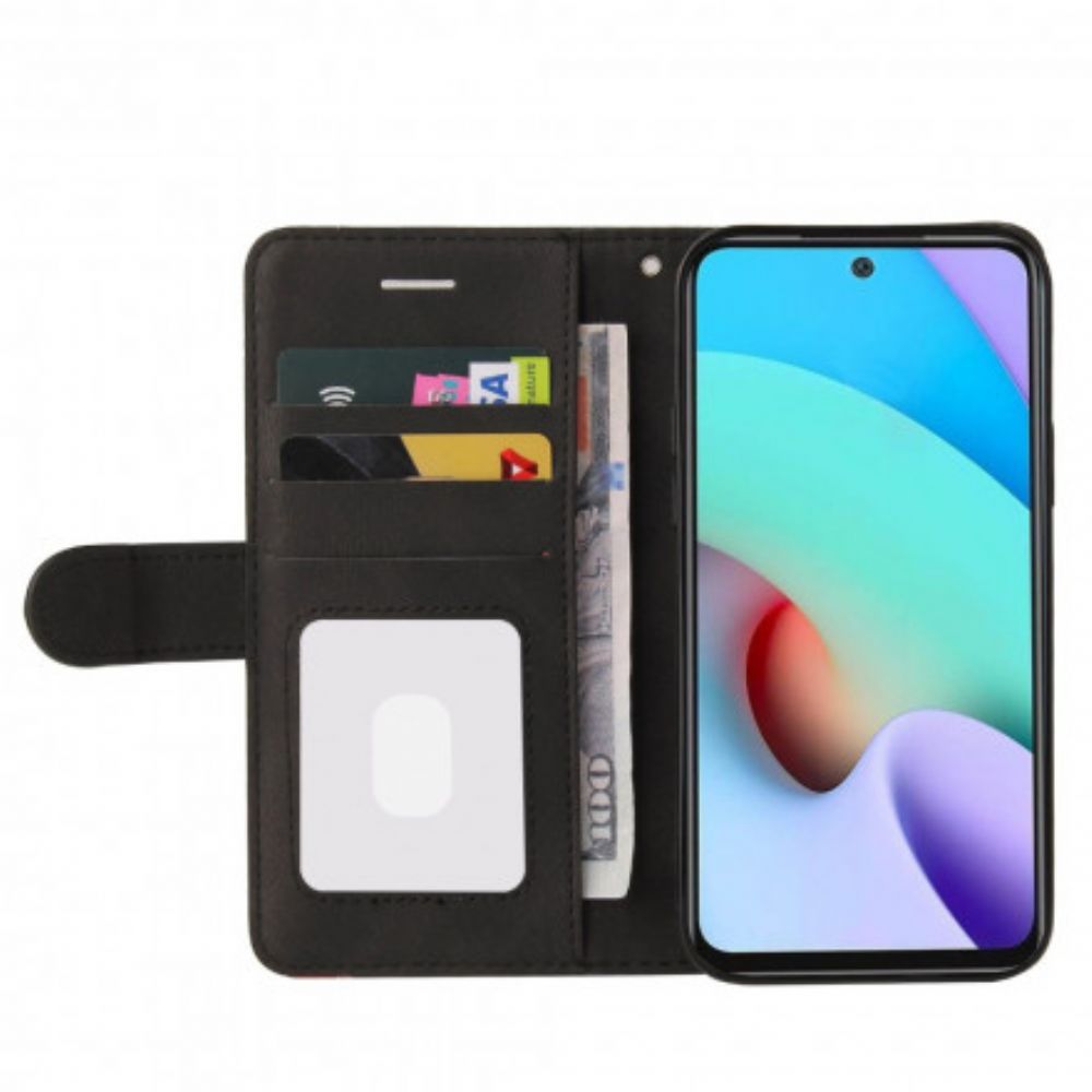 Flip Case Für Xiaomi Redmi 10 Signatur Zweifarbiges Kunstleder