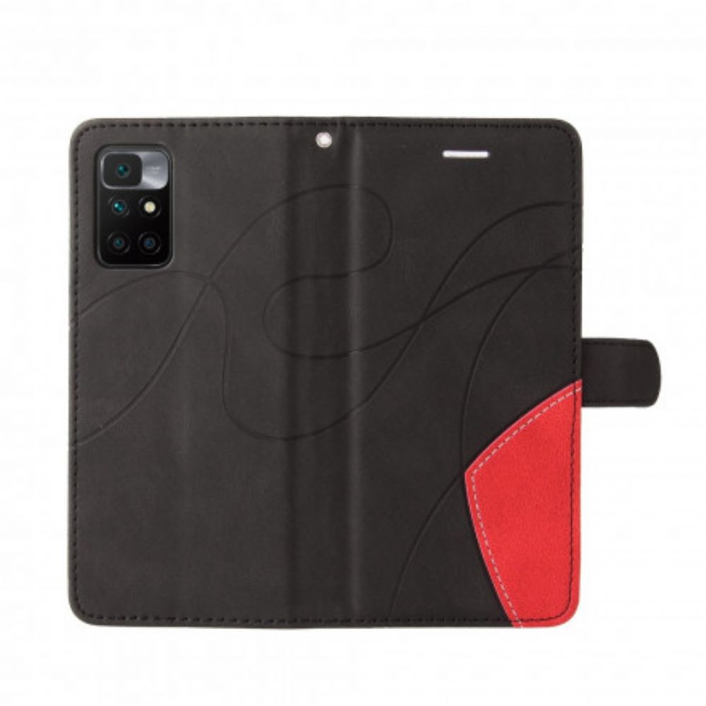 Flip Case Für Xiaomi Redmi 10 Signatur Zweifarbiges Kunstleder