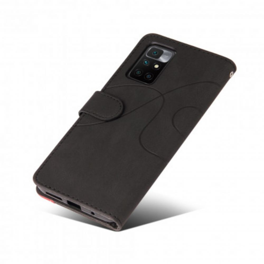 Flip Case Für Xiaomi Redmi 10 Signatur Zweifarbiges Kunstleder