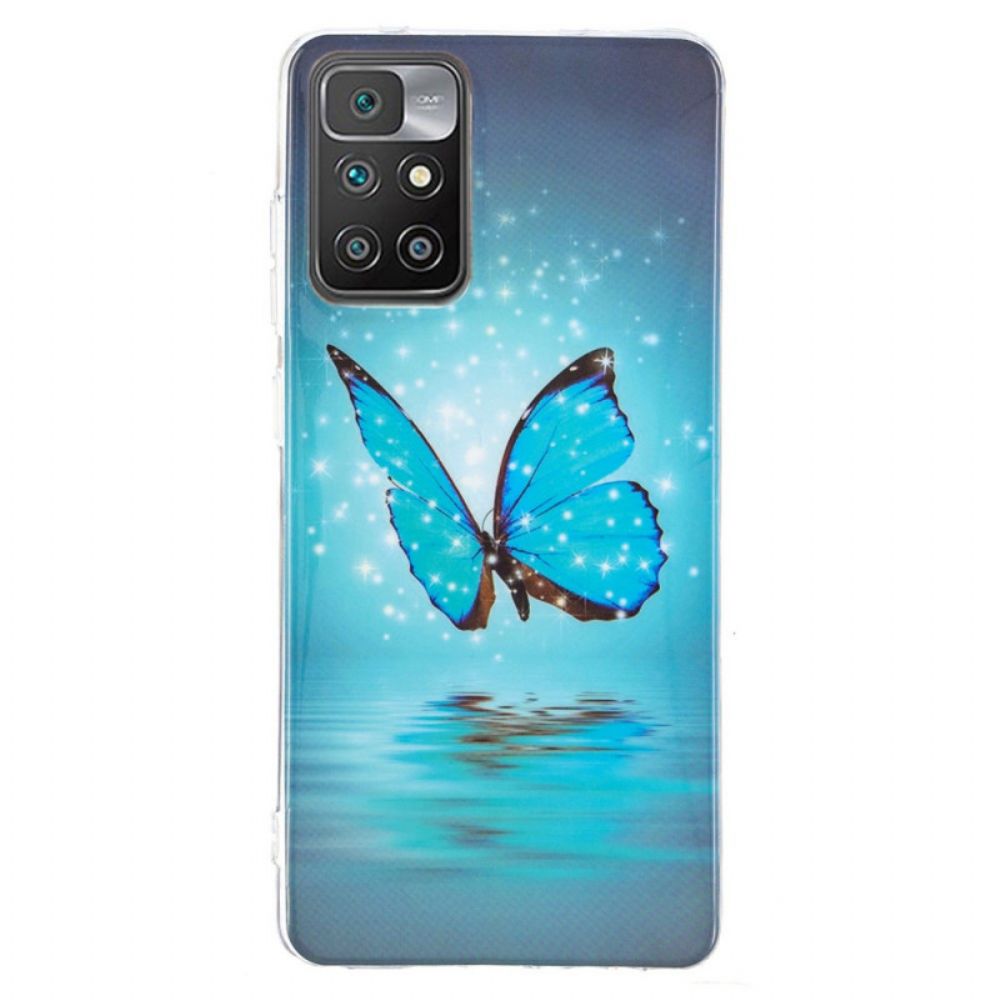 Handyhülle Für Xiaomi Redmi 10 Fluoreszierender Blauer Schmetterling