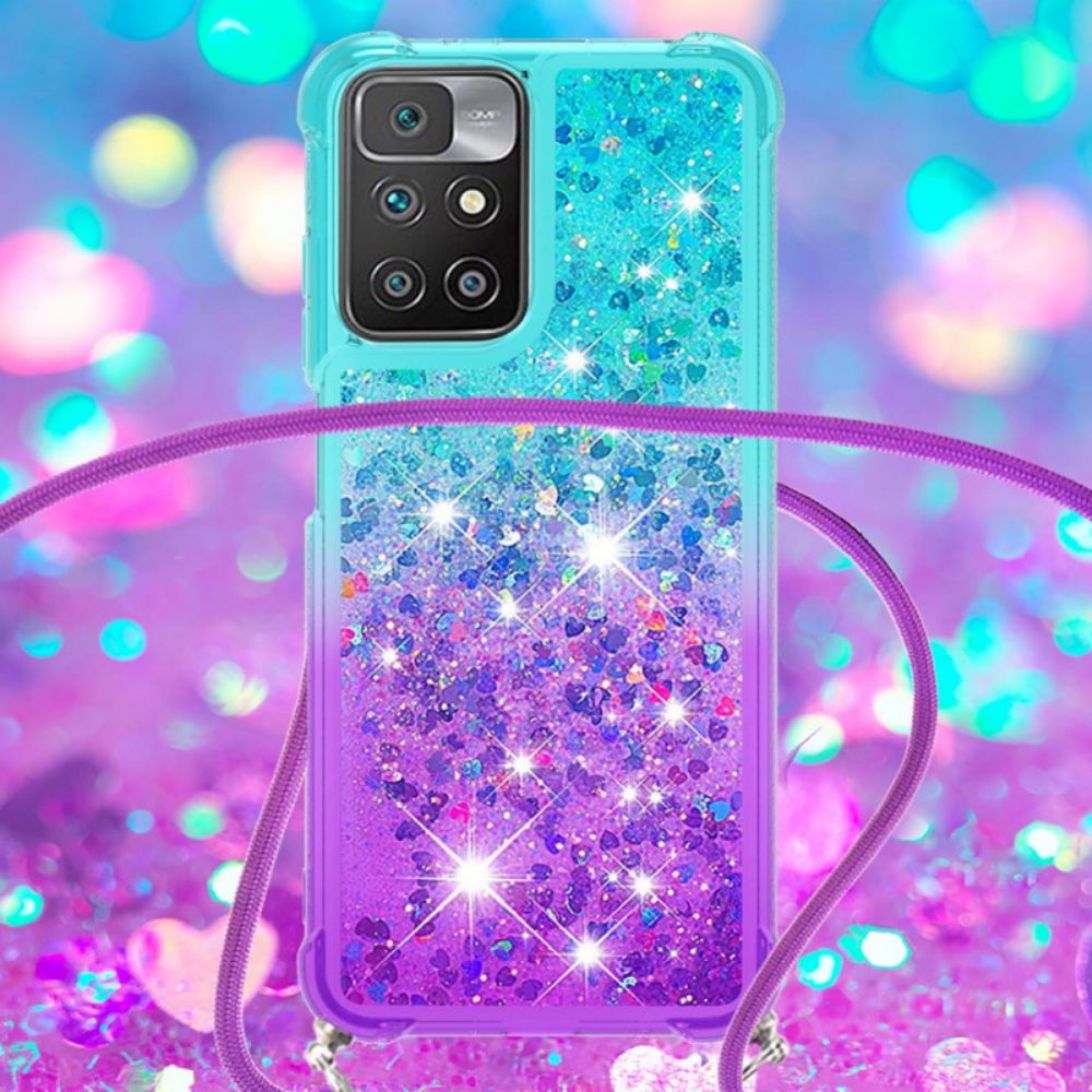 Hülle Für Xiaomi Redmi 10 Silikon Glitter Und Kordel