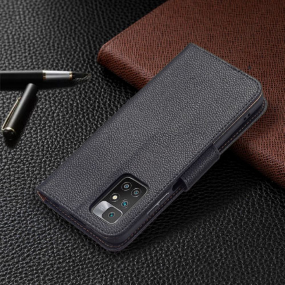 Lederhüllen Für Xiaomi Redmi 10 Flip Case Litschi-klappe Schräg