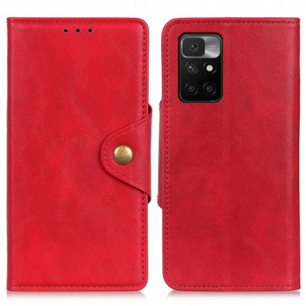 Lederhüllen Für Xiaomi Redmi 10 Kunstlederknopf