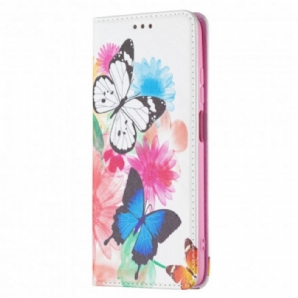 Schutzhülle Für Xiaomi Redmi 10 Flip Case Bunte Schmetterlinge