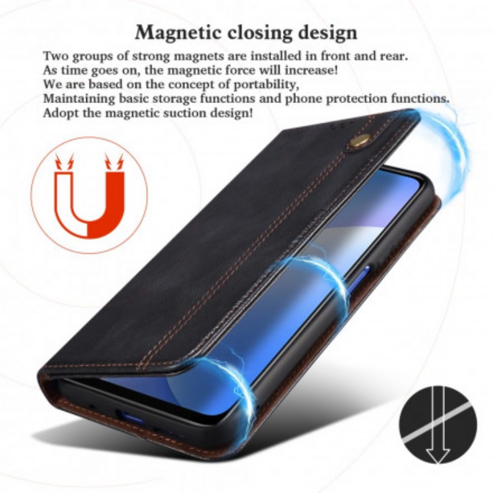 Schutzhülle Für Xiaomi Redmi 10 Flip Case Gewachstes Kunstleder