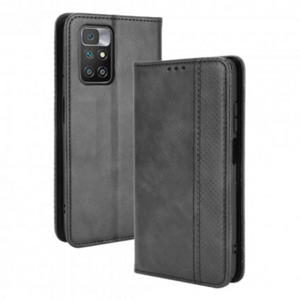 Schutzhülle Für Xiaomi Redmi 10 Flip Case Stilisierter Vintage-ledereffekt