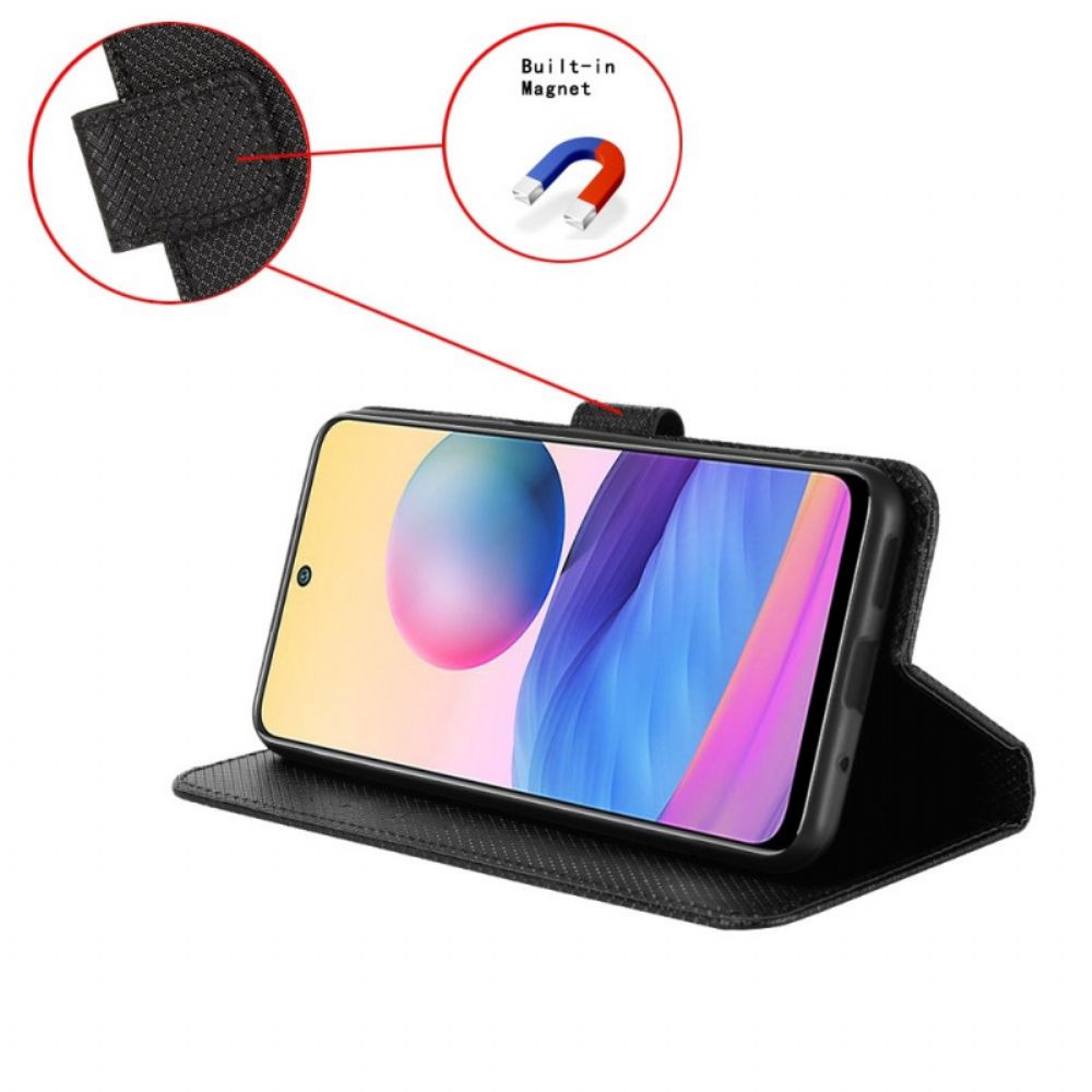 Flip Case Für Honor Magic 4 Pro Mit Kordel Strukturiertes Riemchen