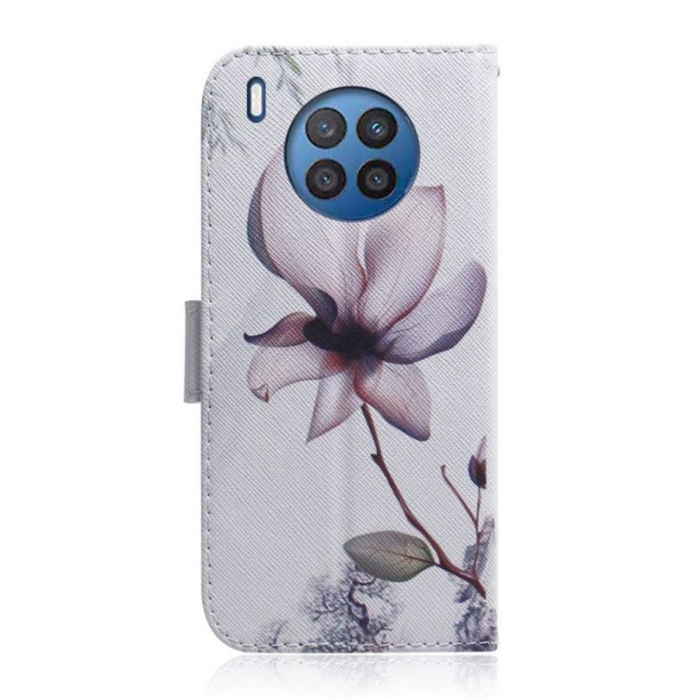 Flip Case Für Honor 50 Lite Blume Staubiges Rosa