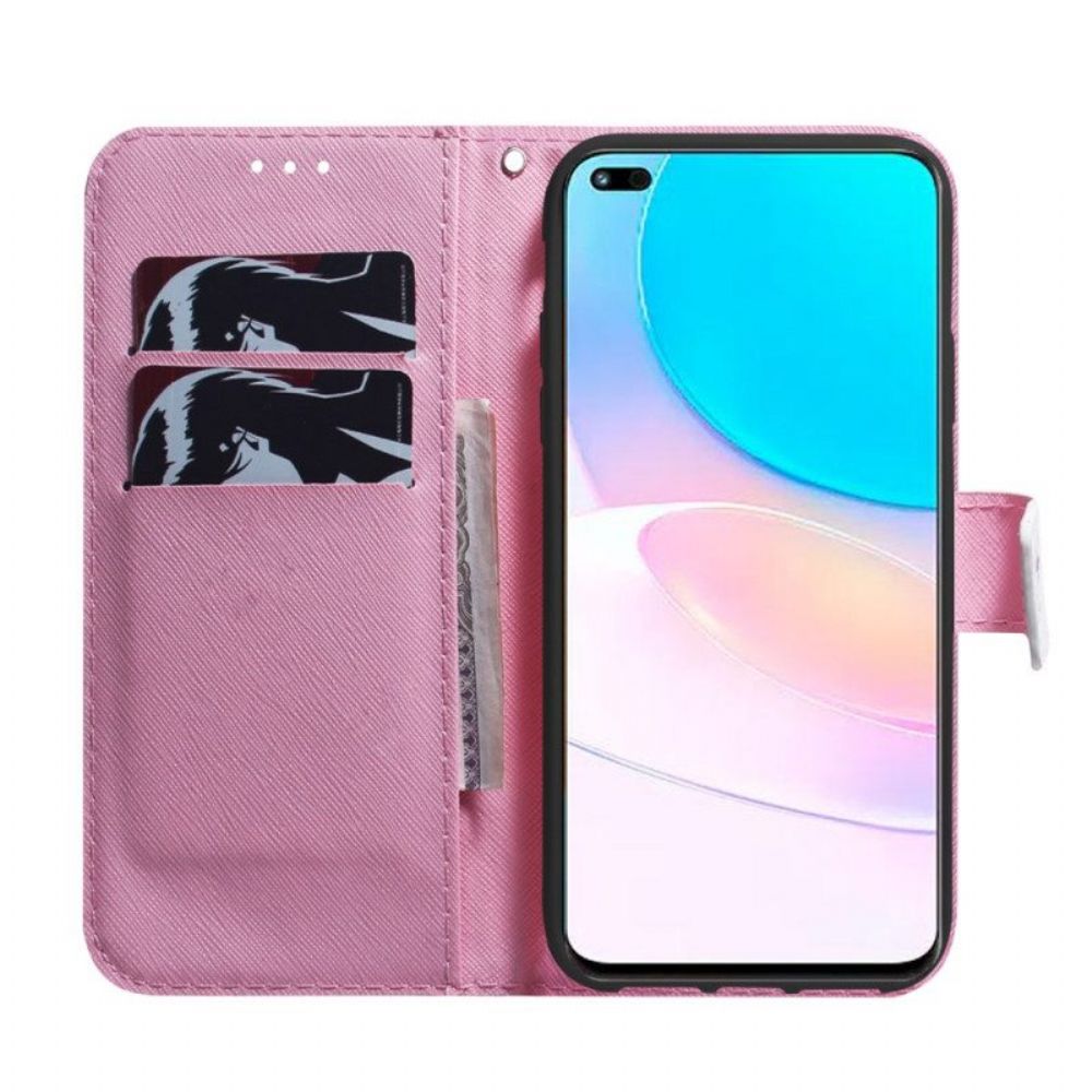 Flip Case Für Honor 50 Lite Blume Staubiges Rosa